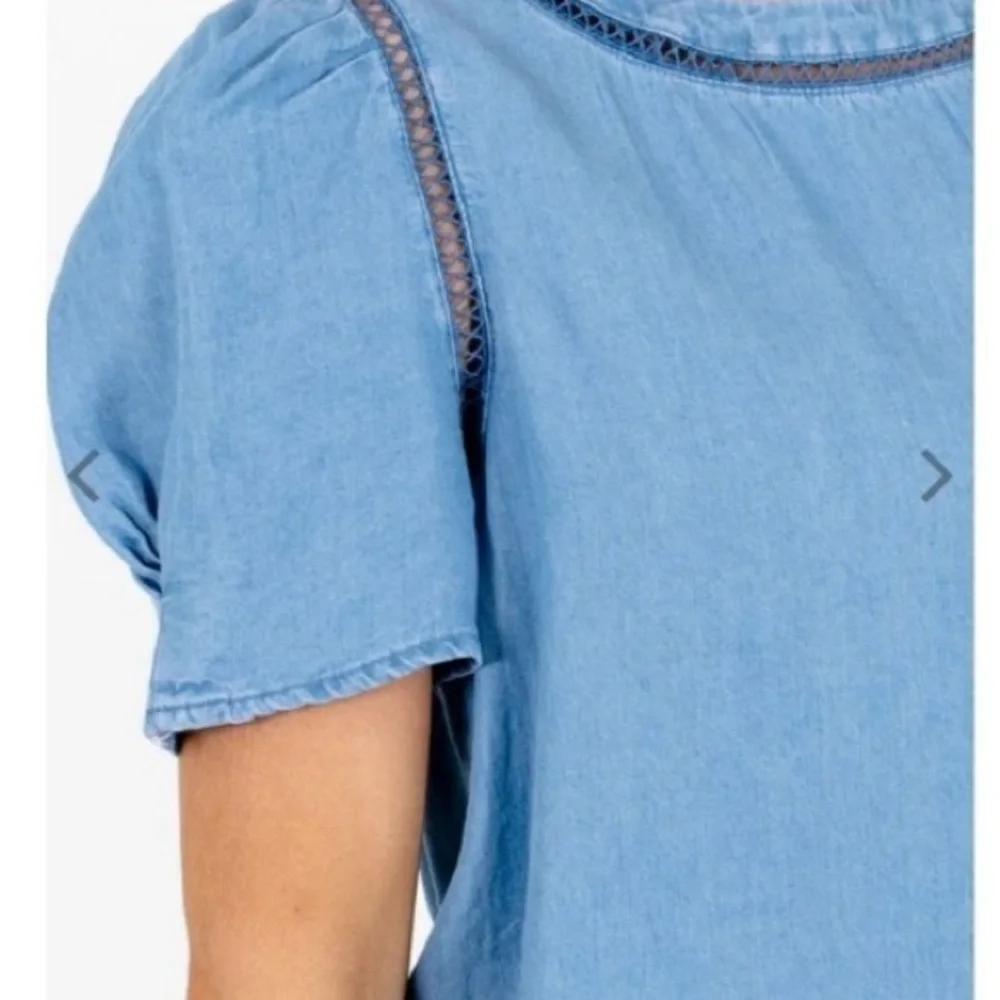 Perch by Blu Pepper Blue chambray Relaxed Blouse Size 2XL | Boho Beach Vacation - Picture 3 of 13